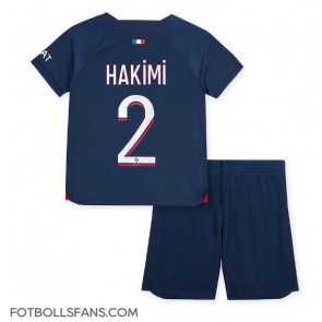Paris Saint-Germain Achraf Hakimi #2 Replika Hemmatröja Barn 2023-24 Kortärmad (+ Korta byxor)
